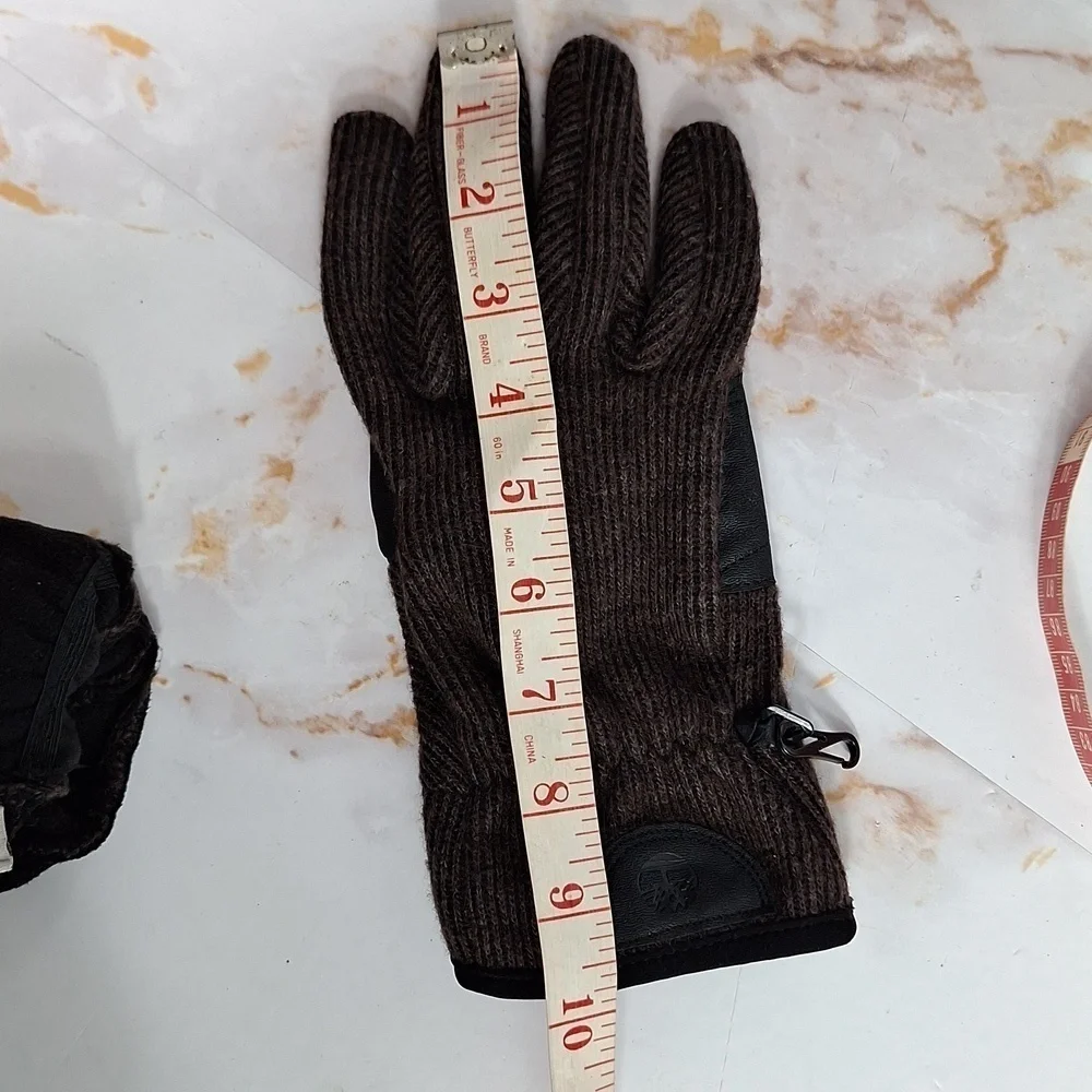 Timberland Wool Gloves Brown Knit Ribbed